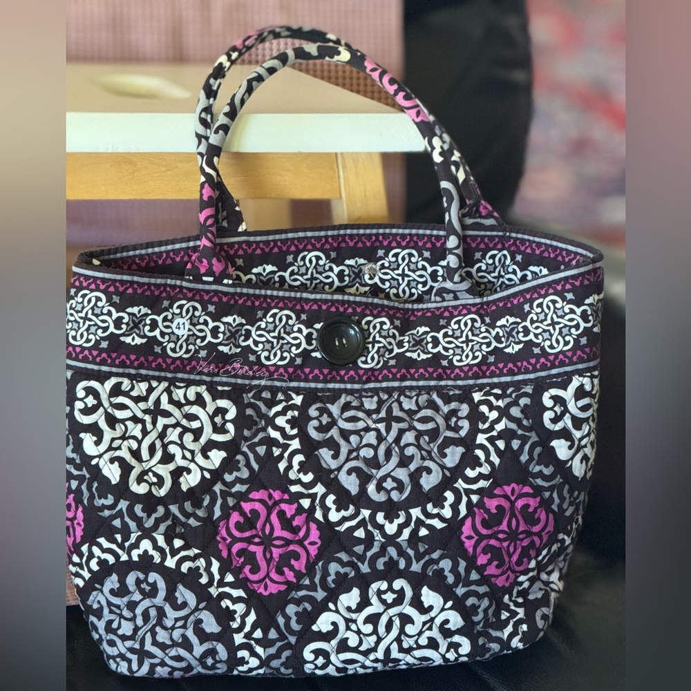 Stylish Black and Pink Patterned Tote Bag